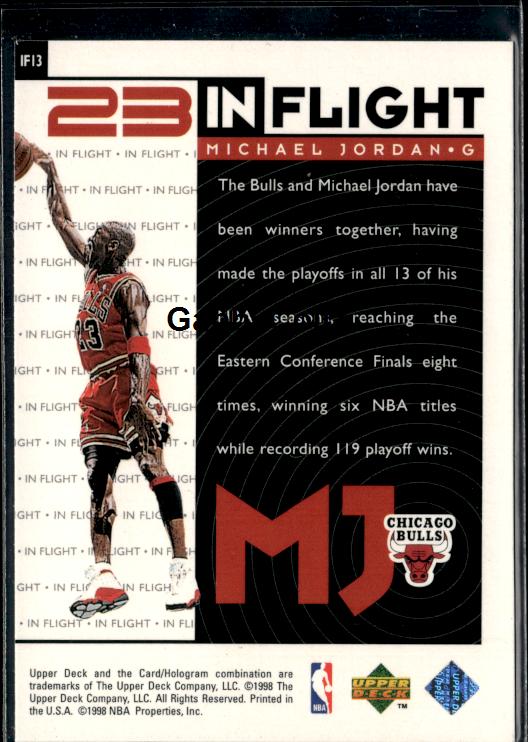 1998 Upper Deck Michael Jordan Living Legend #IF13 Michael Jordan In-Flight #iv4r - Back