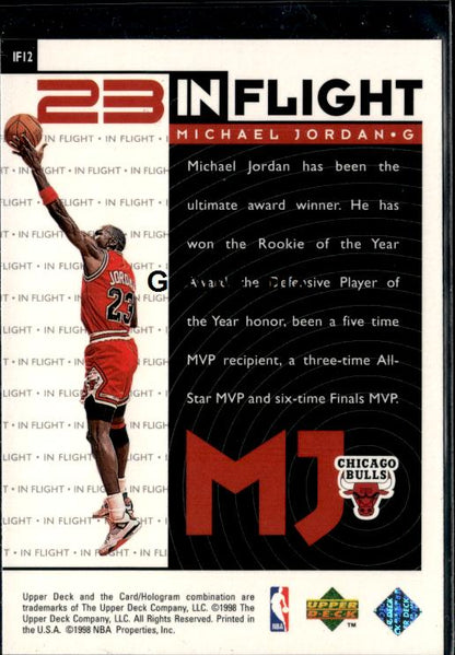 1998 Upper Deck Michael Jordan Living Legend #IF12 Michael Jordan In-Flight #iv4s - Back