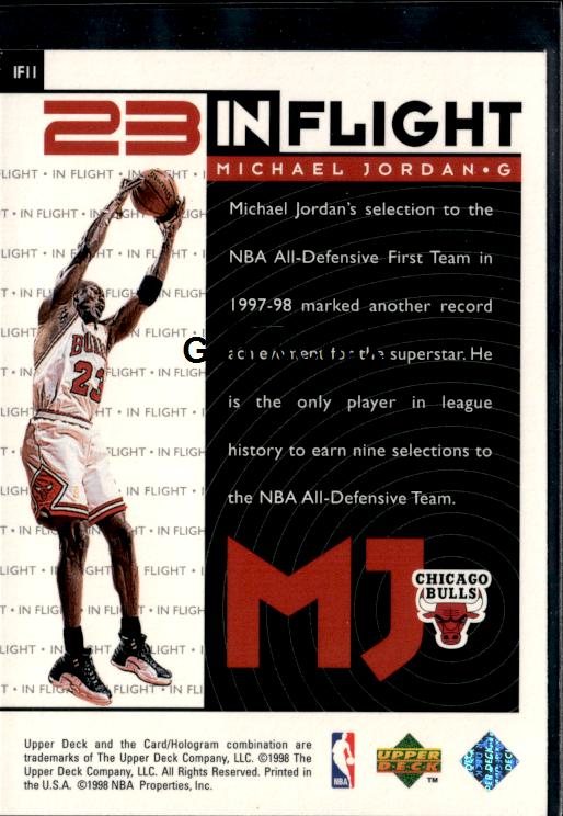 1998 Upper Deck Michael Jordan Living Legend #IF11 Michael Jordan In-Flight #iv4t - Back