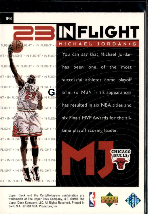 1998 Upper Deck Michael Jordan Living Legend #IF8 Michael Jordan In-Flight #iv4w - Back