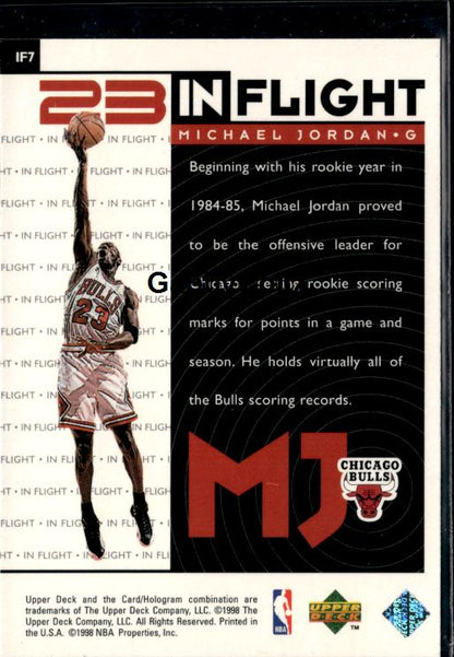 1998 Upper Deck Michael Jordan Living Legend #IF7 Michael Jordan In-Flight #iv4x - Back