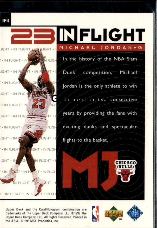 1998 Upper Deck Michael Jordan Living Legend #IF4 Michael Jordan In-Flight #iv4y - Back