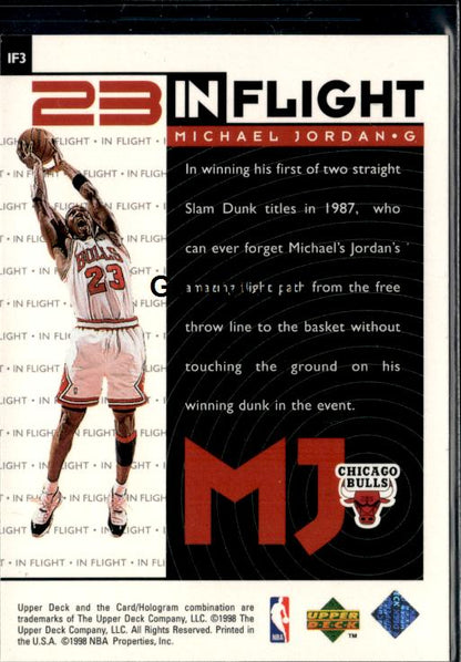 1998 Upper Deck Michael Jordan Living Legend #IF3 Michael Jordan In-Flight #iv4z - Back