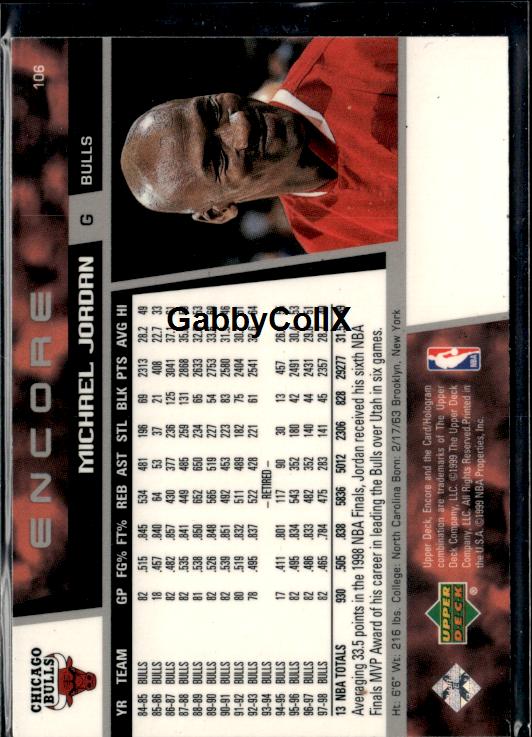 1998-99 Upper Deck #230p Michael Jordan #iv5i - Back