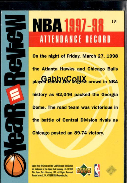 1998-99 UD Choice #191 Attendance Record #iv5p - Back