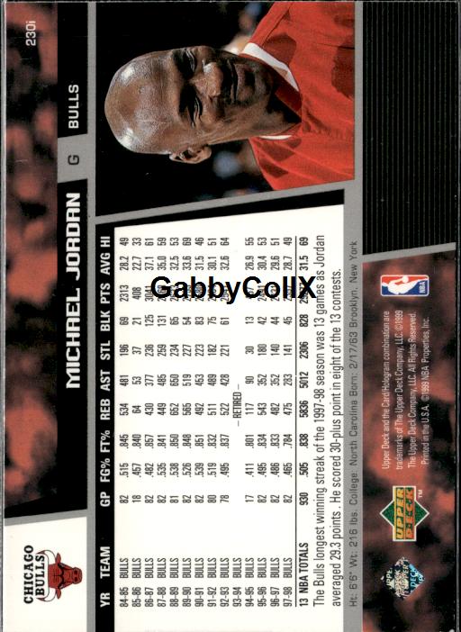1998-99 Upper Deck #230i Michael Jordan #iv5q - Back