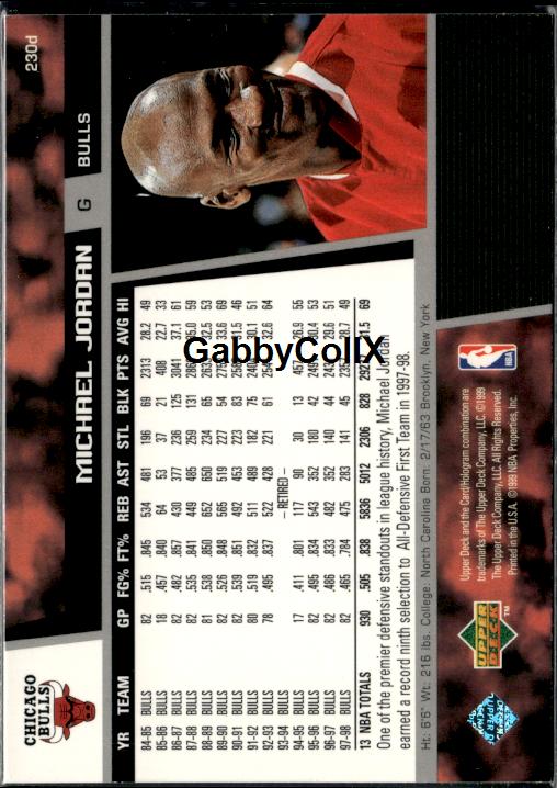 1998-99 Upper Deck #230d Michael Jordan #iv5s - Back