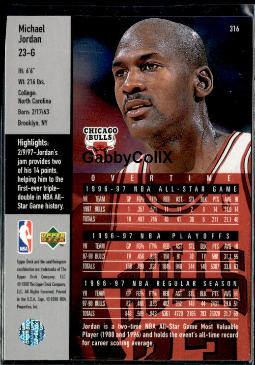 1997-98 Upper Deck #316 Michael Jordan #iv5v - Back