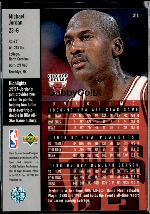 1997-98 Upper Deck #316 Michael Jordan #iv5w - Back