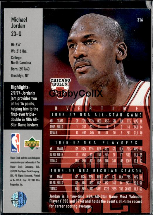 1997-98 Upper Deck #316 Michael Jordan #iv5x - Back