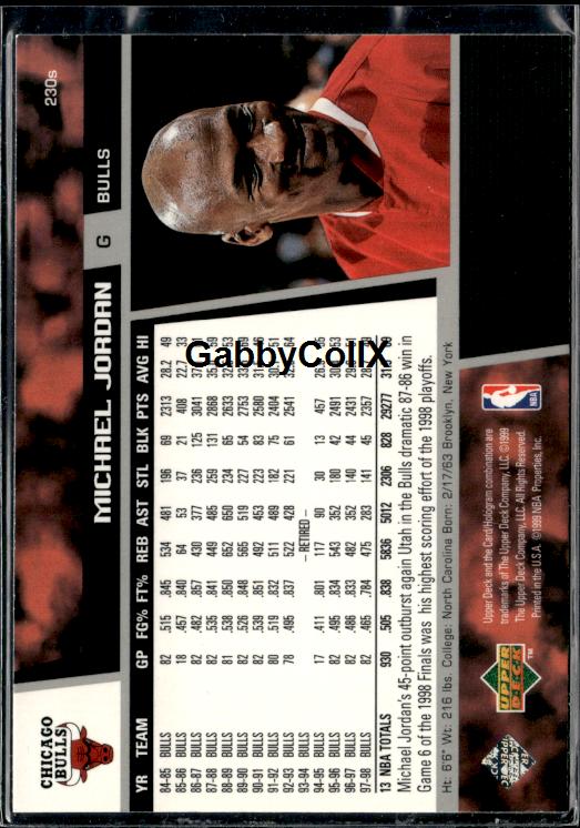 1998-99 Upper Deck #230s Michael Jordan #iv60 - Back