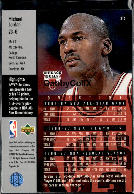 1997-98 Upper Deck #316 Michael Jordan #iv62 - Back