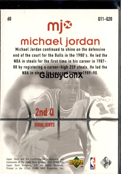 1998 Upper Deck MJx #60 Michael Jordan #iv6z - Back