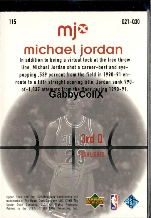 1998 Upper Deck MJx #115 Michael Jordan #iv7r - Back