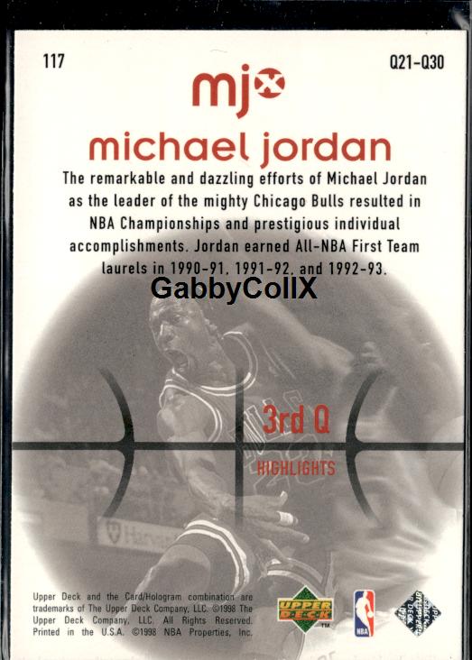 1998 Upper Deck MJx #117 Michael Jordan #iv8o - Back