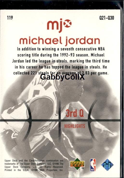 1998 Upper Deck MJx #119 Michael Jordan #iv94 - Back