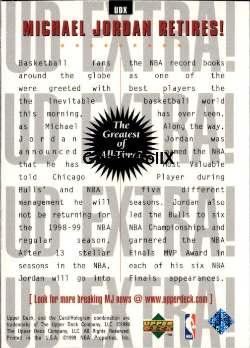 1998-99 Upper Deck #UDX Michael Jordan #ivag - Back