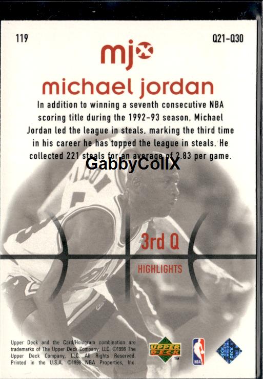 1998 Upper Deck MJx #119 Michael Jordan #ivax - Back