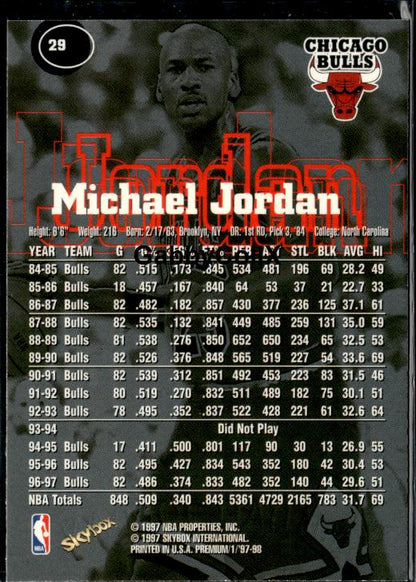 1997-98 SkyBox Premium #29 Michael Jordan #ivb5 - Back