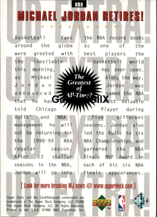 1998-99 Upper Deck #UDX Michael Jordan #ivby - Back