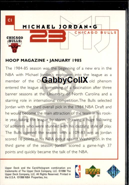 1998 Upper Deck Michael Jordan Living Legend #C1 Michael Jordan Cover Story #ivci - Back