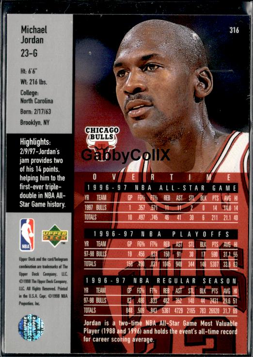 1997-98 Upper Deck #316 Michael Jordan #ivcn - Back