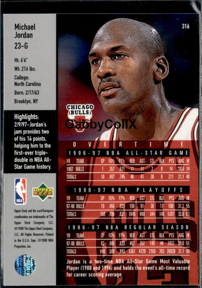 1997-98 Upper Deck #316 Michael Jordan #ivco - Back