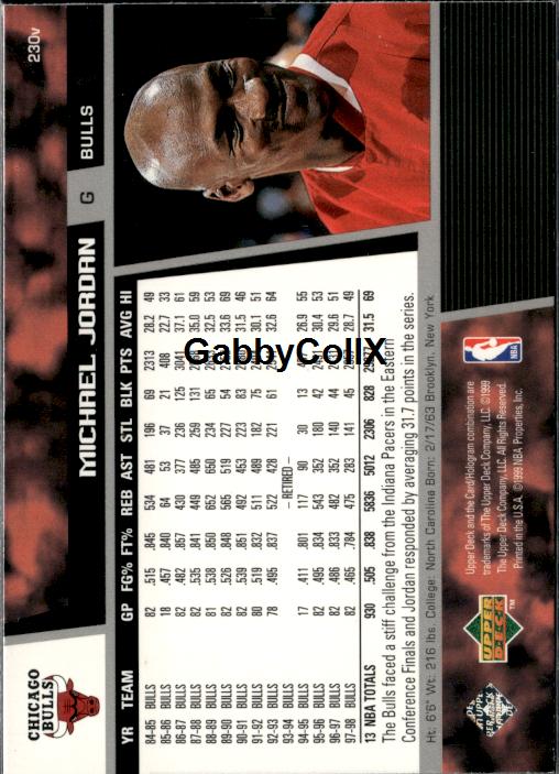 1998-99 Upper Deck #230v Michael Jordan #ivcq - Back