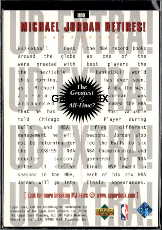 1998-99 Upper Deck #UDX Michael Jordan #ivdj - Back