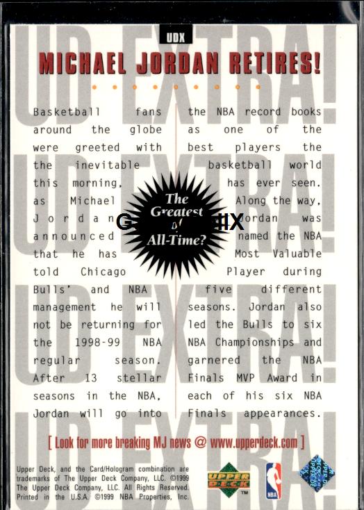1998-99 Upper Deck #UDX Michael Jordan #ivdn - Back