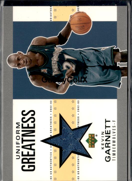 2002-03 UD Authentics #KG-U Kevin Garnett Uniform Greatness #ixnz