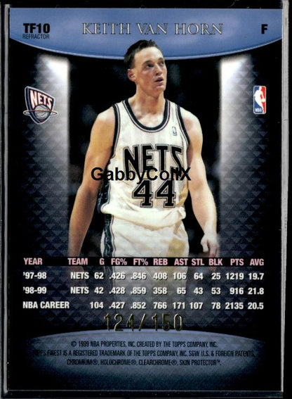 1999-00 Finest #TF10 Keith Van Horn Team Finest Blue Refractors #/150 #ixqc - Back