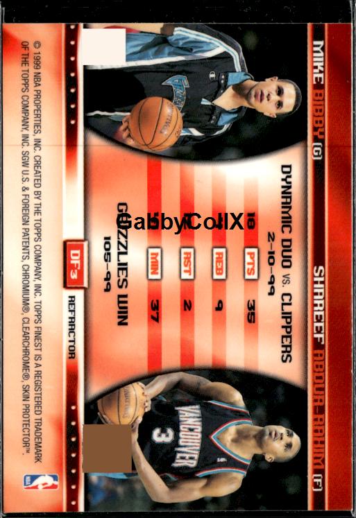 1999-00 Finest #DF3 Shareef Abdur-Rahim / Mike Bibby Refractor #ixqj - Back