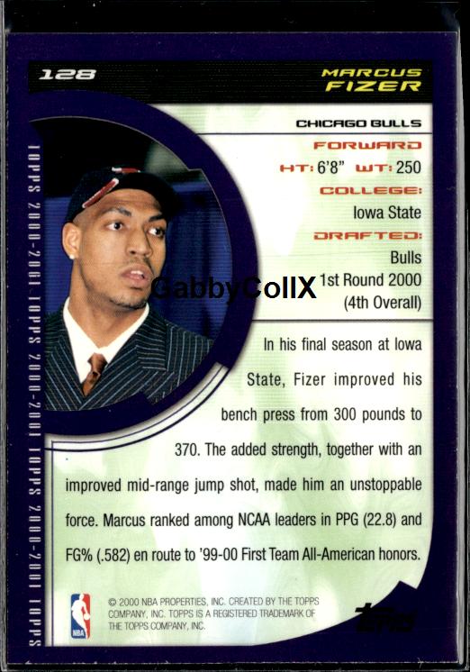 2000-01 Topps #128 Marcus Fizer #ixqt - Back