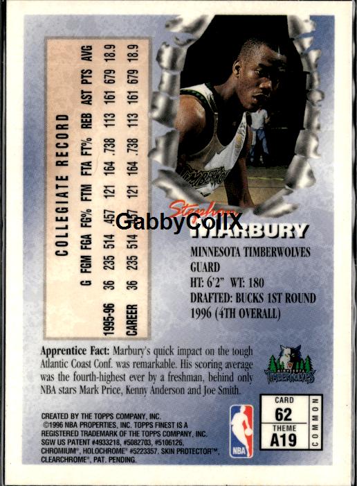 1996-97 Finest #62 Stephon Marbury #ixr2 - Back