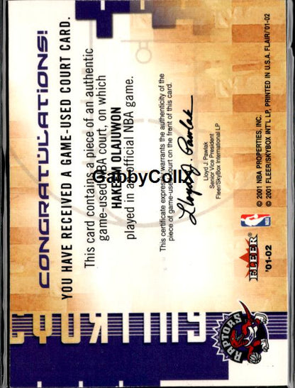 2001-02 Flair #NNO Hakeem Olajuwon Courting Greatness #ixrw - Back