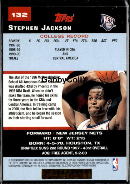 2000-01 Bowman's Best #132a Stephen Jackson #/499 #ixsr - Back