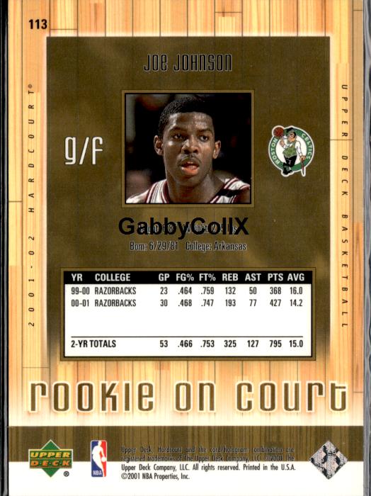 2001-02 Upper Deck Hardcourt #113a Joe Johnson #/300 #ixsx - Back