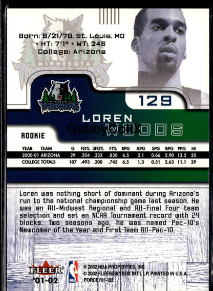 2001-02 Fleer Force #129 Loren Woods Special Force #/50 #ixt2 - Back