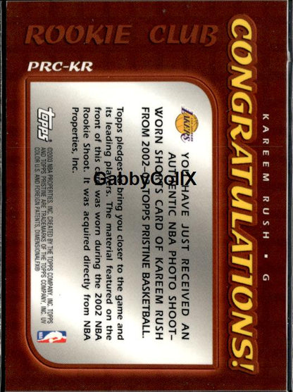 2002-03 Topps Pristine #PRC-KR Kareem Rush Rookie Club #ixta - Back