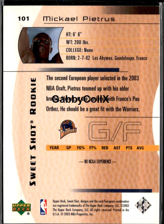 2003-04 Upper Deck Sweet Shot #101 Mickael Pietrus #/999 #ixua - Back