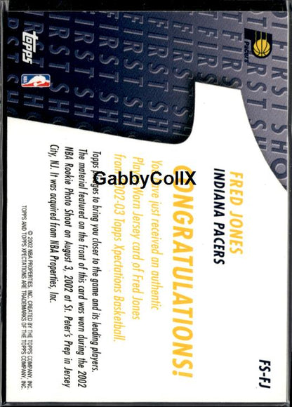 2002-03 Topps Xpectations #FS-FJ Fred Jones First Shot Relics #ixvb - Back