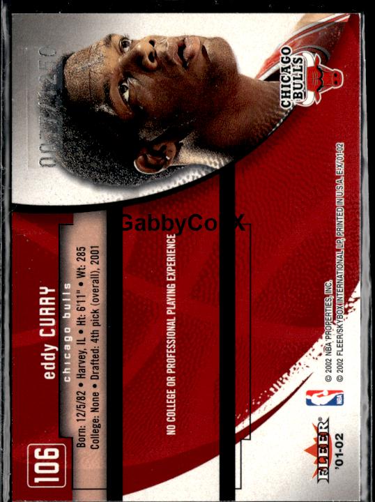 2001-02 E-X #106 Eddy Curry #/1250 #ixwk - Back