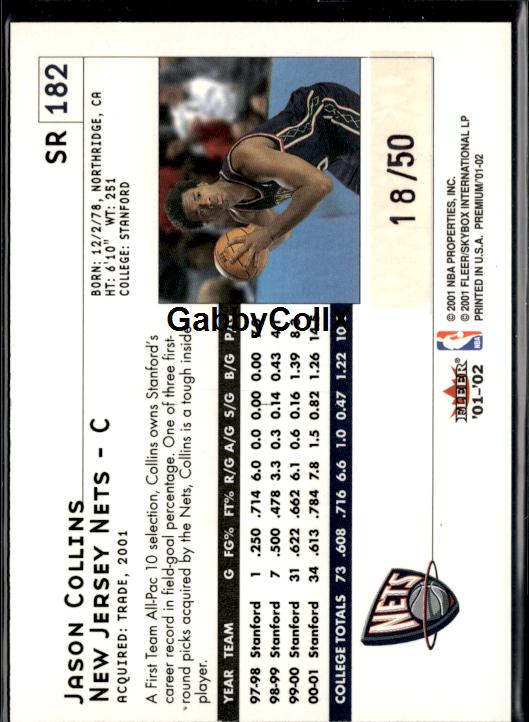 2001-02 Fleer Premium #182 Jason Collins #/1500 #ixxs - Back