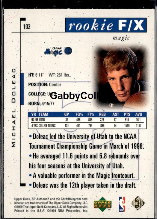 1998-99 SP Authentic #102 Michael Doleac #/3500 #ixy8 - Back