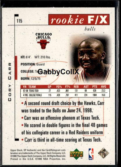 1998-99 SP Authentic #115 Cory Carr #/3500 #ixy9 - Back