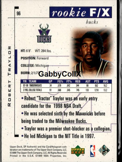 1998-99 SP Authentic #96 Robert Traylor #/3500 #ixyb - Back
