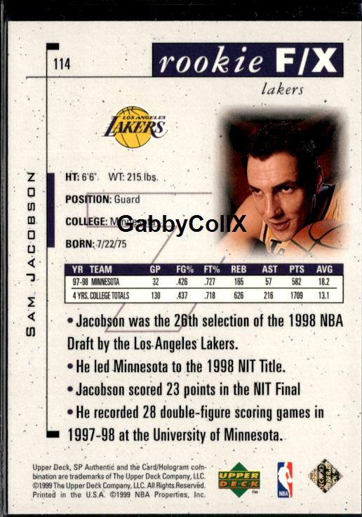 1998-99 SP Authentic #114 Sam Jacobson #/3500 #ixyf - Back