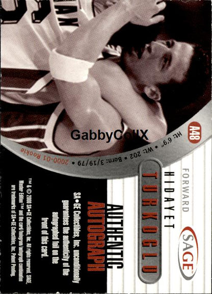 2000 SAGE #A48 Hidayet Turkoglu Autographs #/999 #ixyq - Back