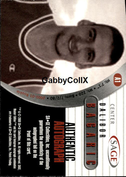 2000 SAGE #A1 Dalibor Bagaric Autographs #/999 #ixyv - Back